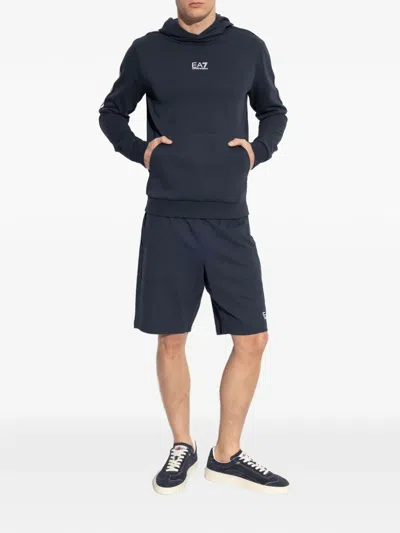 Ea7 Logo Hoodie In Black