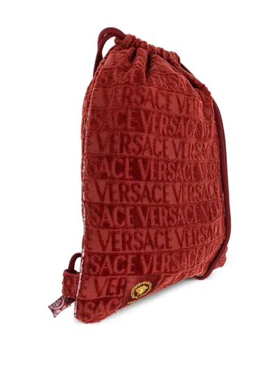 Versace I ♡ Baroque Gym Carrier Backpack In Red