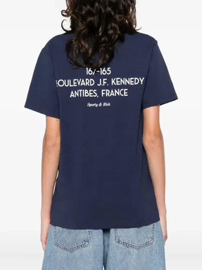 Sporty And Rich Kennedy Graphic-detail T-shirt In Blue