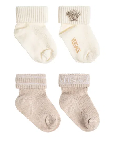 Versace Medusa Logo Socks In Neutral