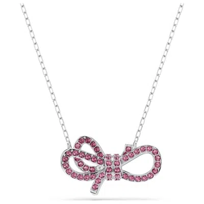 Swarovski Lifelong Bow Pendant Necklace In Pink
