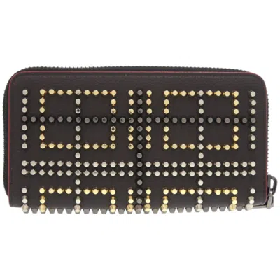 Pre-owned Christian Louboutin Gold Silver Brown Leather Long Wallet (bi-fold) ()