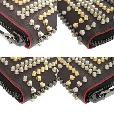 Pre-owned Christian Louboutin Gold Silver Brown Leather Long Wallet (bi-fold) ()