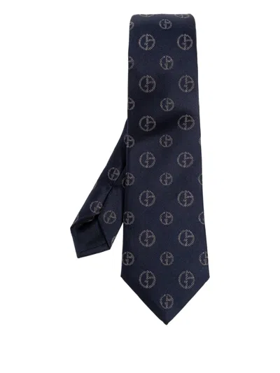 Giorgio Armani Pattern Silk Tie In Blue