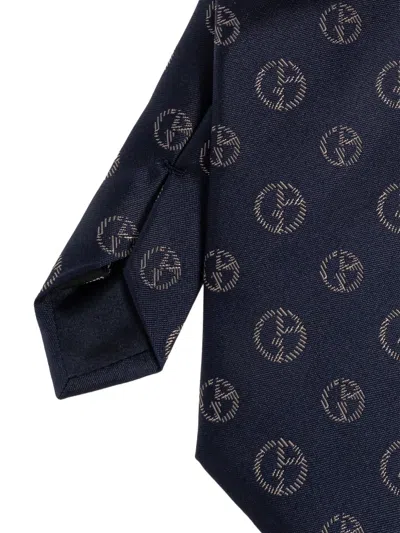 Giorgio Armani Pattern Silk Tie In Blue