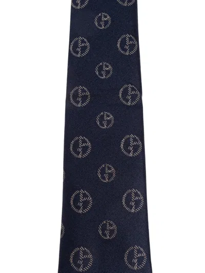 Giorgio Armani Pattern Silk Tie In Blue