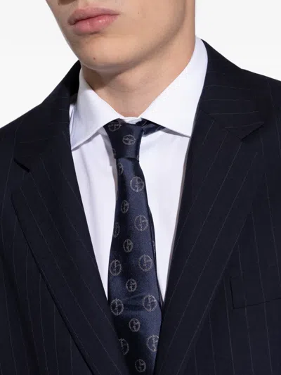 Giorgio Armani Pattern Silk Tie In Blue