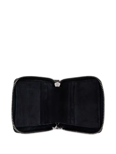 Giorgio Armani Chain Zip Leather Wallet In Blue