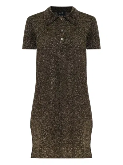 Apc Buttoned Collared Mini Dress In Black