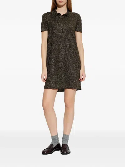 Apc Buttoned Collared Mini Dress In Black