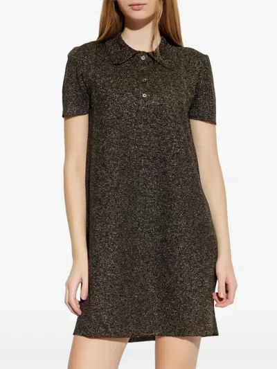 Apc Buttoned Collared Mini Dress In Black