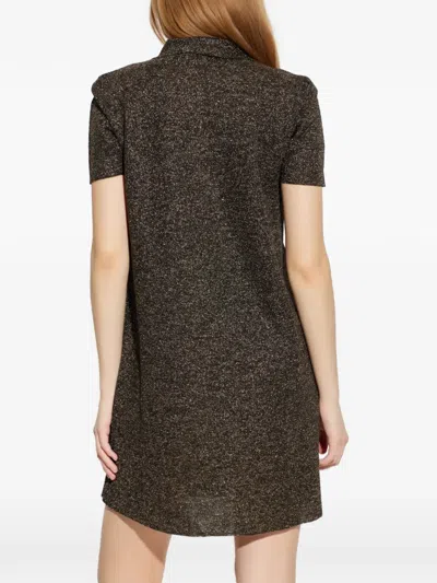 Apc Buttoned Collared Mini Dress In Black