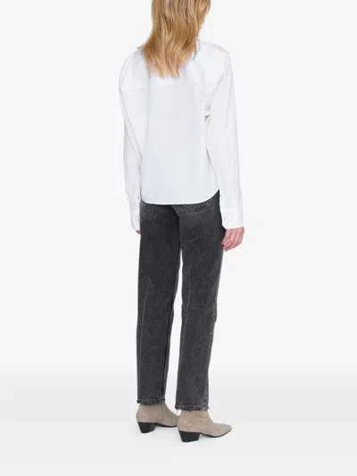 Anine Bing Essie Cropped Pocket Shirt In White