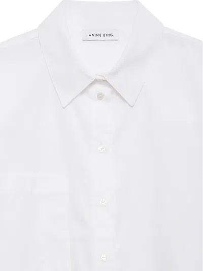 Anine Bing Essie Cropped Pocket Shirt In White