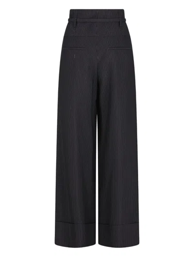Fendi Pinstripe Belted Trousers In Blue