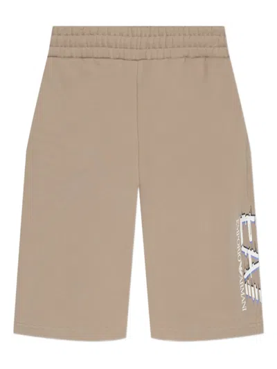 Ea7 Logo Track Shorts In Neutral