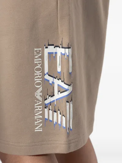 Ea7 Logo Track Shorts In Neutral