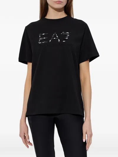 Ea7 Logo Graphic T-shirt In Black