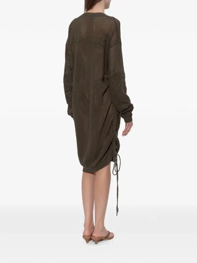 Dsquared2 V-neck Drawstring Midi Dress In Green