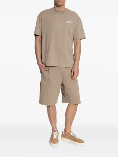 Ea7 Logo T-shirt In Neutral