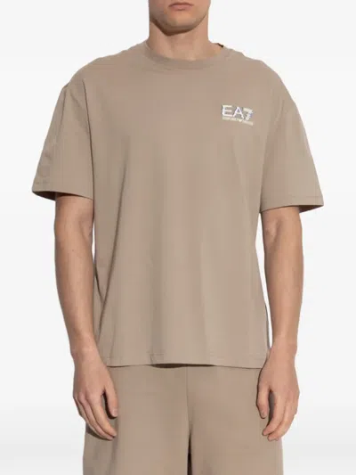 Ea7 Logo T-shirt In Neutral