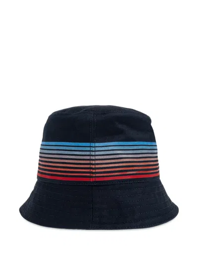 Dsquared2 Palm-print Striped Bucket Hat In Black