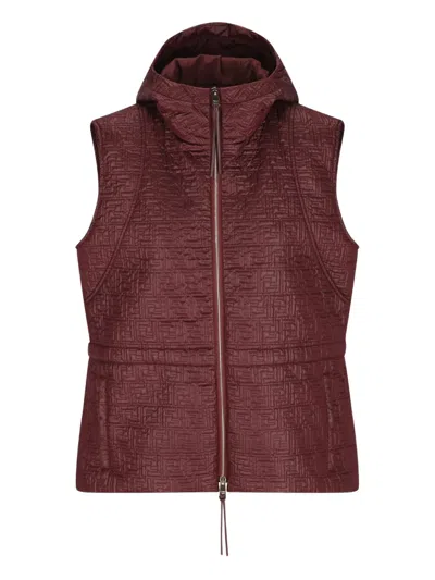 Fendi Zip-fastening Hooded Quilted Gilet In Red