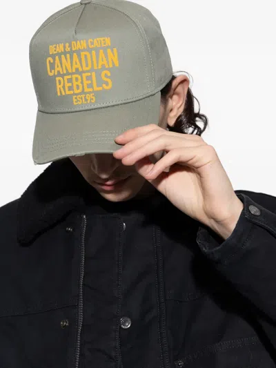 Dsquared2 Distressed Graphic Baseball Cap In Gray