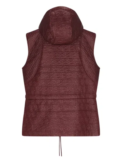 Fendi Zip-fastening Hooded Quilted Gilet In Red