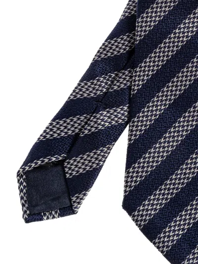 Giorgio Armani Striped Silk Tie In Blue
