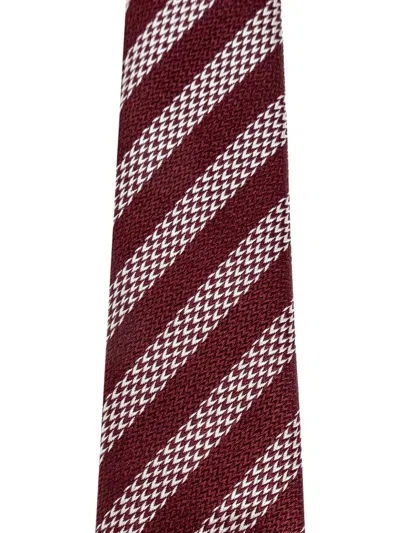 Giorgio Armani Striped Tie In Burgundy