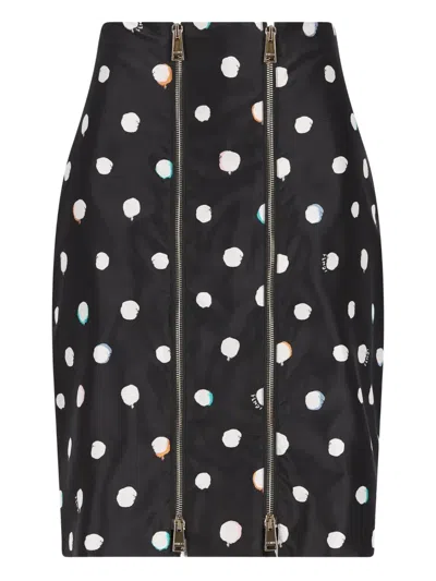 Fendi Falena Dots Printed Mini Skirt In Black