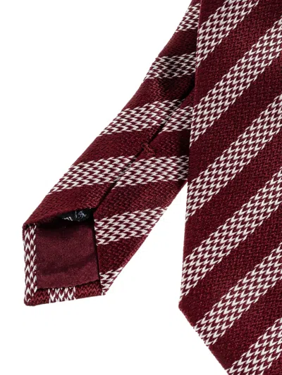 Giorgio Armani Striped Tie In Burgundy