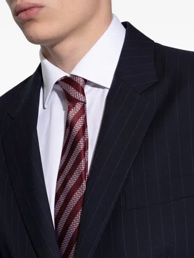 Giorgio Armani Striped Tie In Burgundy