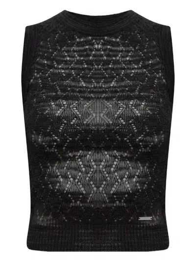Dsquared2 Openwork Sleeveless Vest In Black