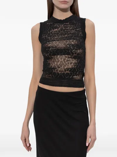 Dsquared2 Openwork Sleeveless Vest In Black