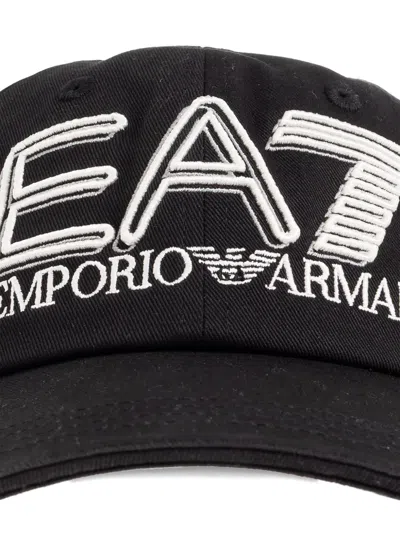 Ea7 Logo Embroidered Cap Hat In Black