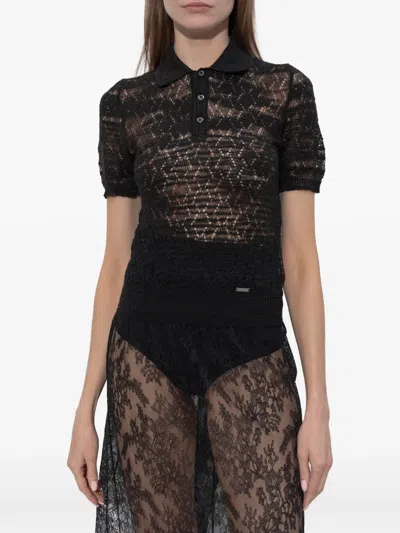 Dsquared2 Button-fastening Polo Top In Black