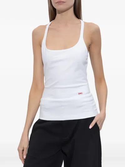 Dsquared2 Embroidered Racerback Ttank Top In White