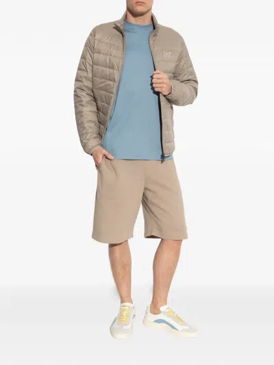 Ea7 Quilted Logo Jacket In Neutral