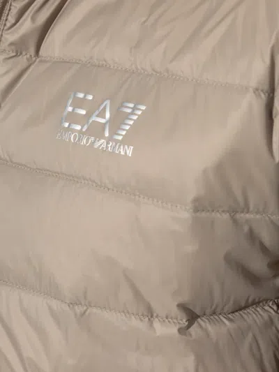 Ea7 Quilted Logo Jacket In Neutral