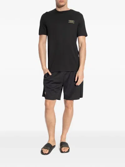 Ea7 Logo-detail Shorts In Black