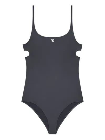 Courrèges Cut-out Swimsuit In Gray