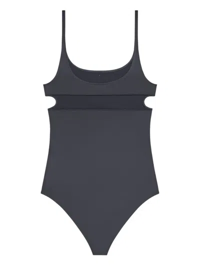 Courrèges Cut-out Swimsuit In Gray