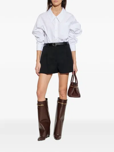 Givenchy Wool Bermuda Shorts Front Pleats Belt Loops In Black