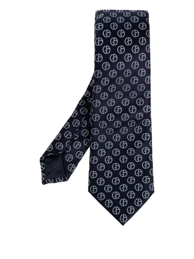 Giorgio Armani Pattern Silk Tie In Blue