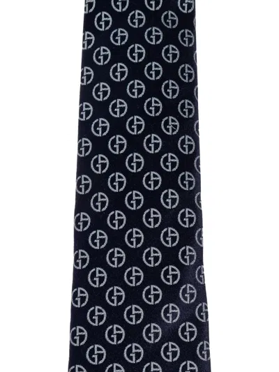 Giorgio Armani Pattern Silk Tie In Blue