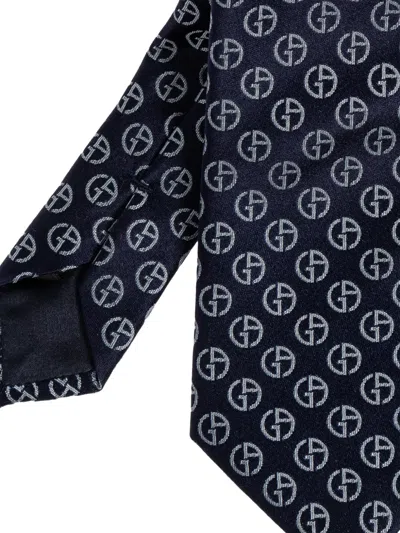 Giorgio Armani Pattern Silk Tie In Blue
