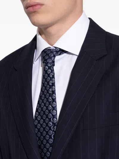 Giorgio Armani Pattern Silk Tie In Blue