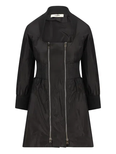 Fendi Zip-up Mini Dress In Animal Print